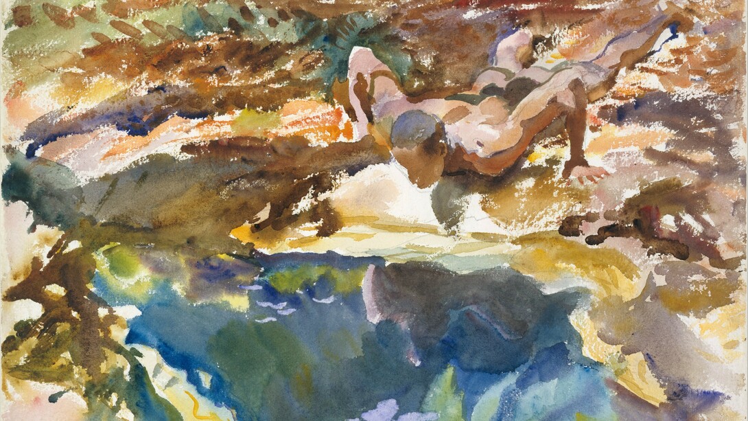 John Singer Sargent (1856–1925)  "Hombre  y Piscina", acuarela, 1917 Florida, Metropolitan Museum of Art, Nueva York, EE. UU. 
