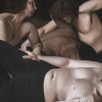 François Malingrëy, Le gisant et la bagarre (detail), 2024. Courtesy of Galerie Paris-B © François Malingrëy 