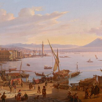 Frans Vervloet, The bay of naples with the lighthouse, and vesuvius beyond (detail), 1830. Courtesy of Robilant+Voena Gallery