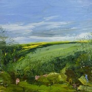 Oona Campbell, Towards Vale Farm, Fontmell Down, oil on linen, 24" x 36"