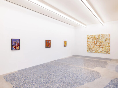 Austyn Weiner, Something borrowed, something plum, vista della mostra. Cortesia della Galleria Massimo De Carlo