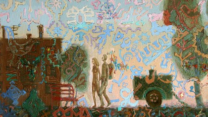 Alexey Akindinov, "Patrones de una cita nocturna", óleo sobre lienzo, 1998