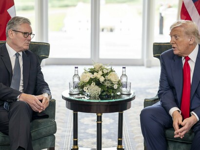Prime Minister Keir Starmer meets with US President Donald Trump at Trump Turnberry golf course, July 2025
