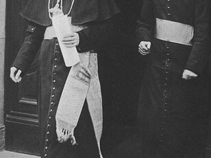 Nuncio Eugenio Pacelli—who would later become Pius XII—standing with Father Leiber after the signing of the Prussian Concordat