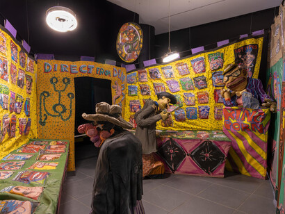 Red Grooms and Mimi Gross, Excerpts from Ruckus Manhattan, exhibition view. Courtesy of Brooklyn Museum