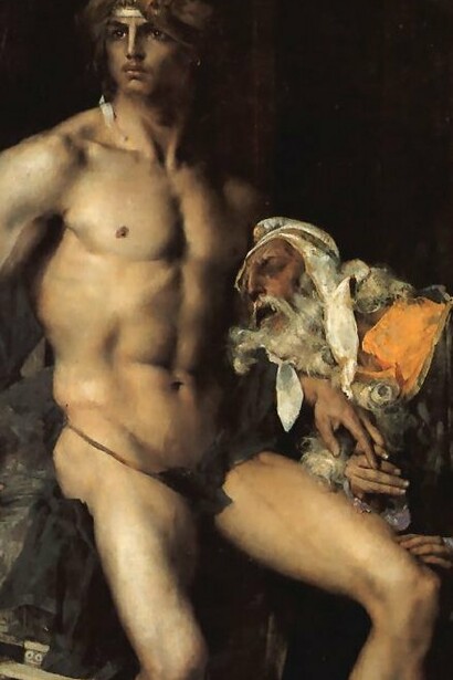 Jules Bastien-Lepage, "Príamo a los pies de Aquiles", óleo sobre lienzo, 1876 