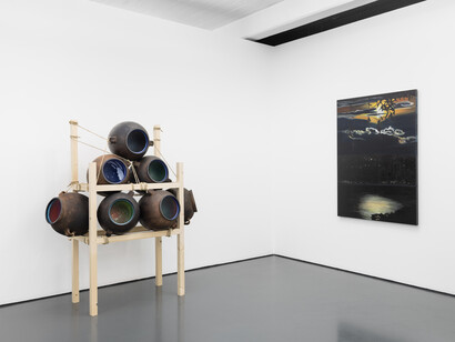 Manuel Chavajay, Rupeequul kaajuleew / Vientre de los cosmos (the womb of the cosmos), exhibition view. Courtesy of Pedro Cera. Photo by Bruno Lopes