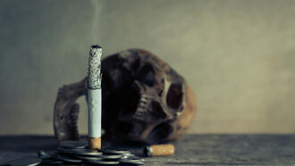 A close-up photo of burnt cigarette ashes