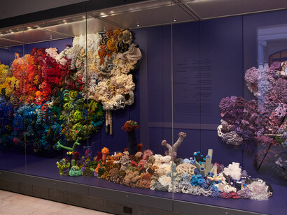 Christine and Margaret Wertheim, Pittsburgh satellite reef, exhibition view. Courtesy of Carnegie Museum of Art