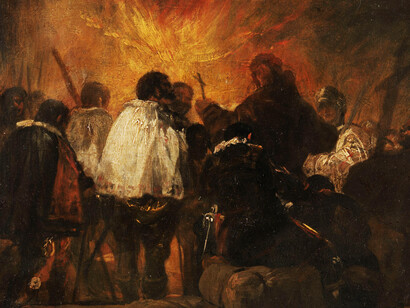La cancelación es un castigo por ideas o conductas consideradas inaceptables, inmorales o ilegales. Francisco de Goya (1746–1828), "Escena nocturna de la Inquisición", pintura,1810, óleo sobre tabla. Museo Nacional de Arte, Arquitectura y Diseño, Oslo, Norge