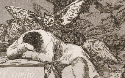 Francisco de Goya, Capricho № 43: El sueño de la razón produce monstruos (1799, detalle)