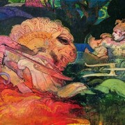 Raffaele De Rosa, Nelle tenebre di Abcasia, 2011, olio su tela, 120 x 60,  Artitaly, 2013