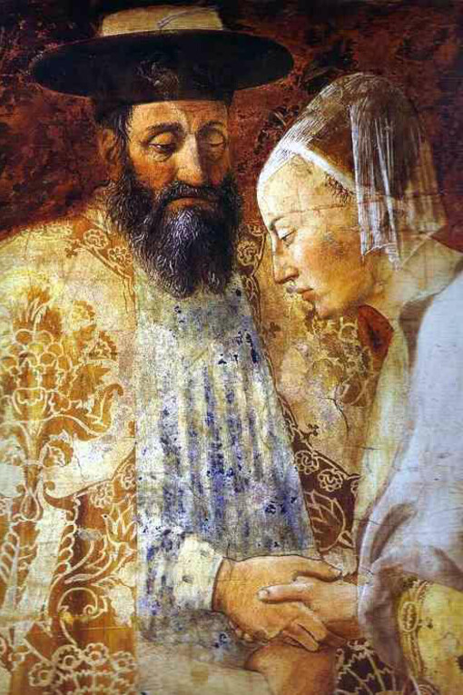 Piero della Francesca, The Legend of the True Cross (c. 1452–1466), The Meeting of the Queen of Sheba and Solomon (detail)