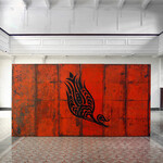 Flavio Favelli, The Black Tulip / Siyah Lale, 2014, enamel on salvaged metal / atık metal üzerine emaye boya, cm 260 x 450 x 300