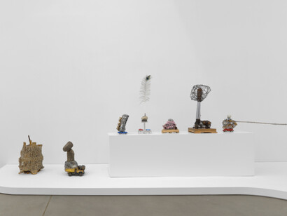 Arthur Simms, Caged bottle, exhibition view. Courtesy of Karma Gallery