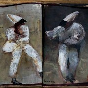 Alessandro Kokocinski, Accarezzavo le stelle, 2012, tecnica mista su carta antica e tavola cm 45 x 35