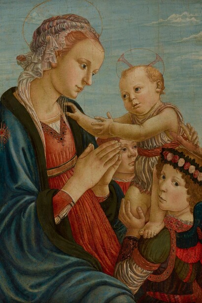 Francesco Botticini, Madonna and child with two angels (detail), second half of the fifteenth century. Courtesy of Robilant+Voena Gallery
