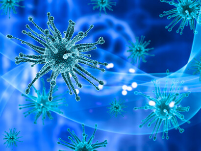 Représentation artistique de structures virales : un univers microscopique qui rappelle les recherches de Monod, Jacob et Lwoff sur les mécanismes de régulation génétique