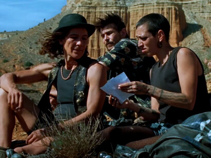 Stefania Gadda, Jade Oukid, and Tonin Janvier in Sirat (2025)