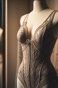 A mannequin with a Renaissance-inspired corset