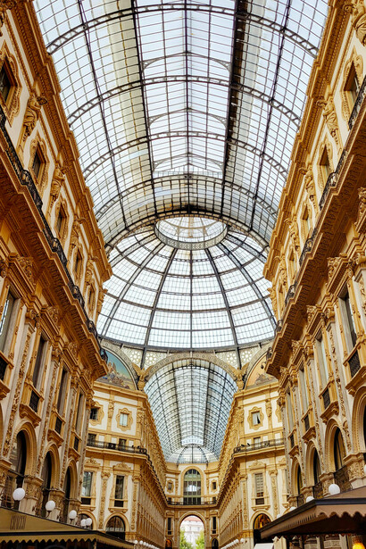 Galleria Vittorio Emanuele II interior, Milan, Italy, shopping mall with luxury boutiques