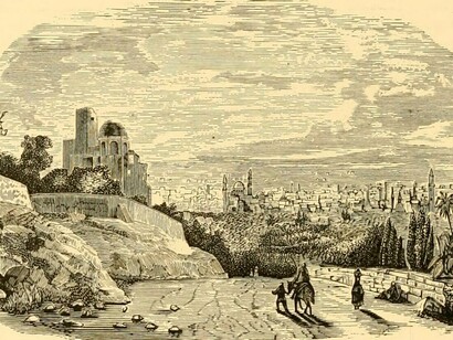 19th-century illustration of Syrian ruins outside of Damascus