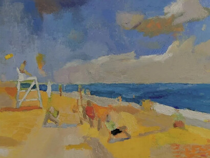 David Bradford, Beach, pink cloud (detail), 2025. Courtesy of Bowery Gallery 