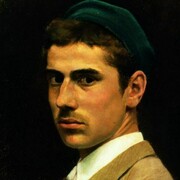 Giorgio Kienerk, Autoritratto, 1887, olio su tela applicata su cartone