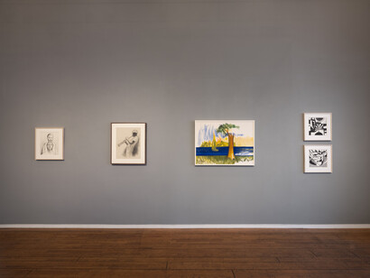 Samella Lewis, The work is never finished: prints, drawings, and paintings, exhibition view. Courtesy of Louis Stern Fine Arts