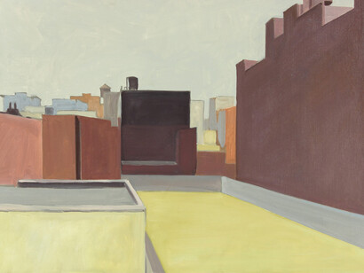 Lois Dodd, View of cemetery + men's shelter, 1967. Courtesy of Kunstmuseum Den Haag