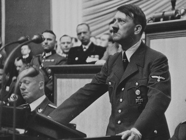 The dictator’s oratory reveals how emotion and image can override reason, echoing the manipulation explored in Riefenstahl