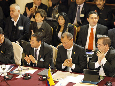 Montevideo, Uruguay, July 12, 2013. Ecuador’s Vice President Jorge Glas, accompanied by Foreign Minister Ricardo Patiño, participated in the Common Market Council meeting and the Mercosur Presidential Summit