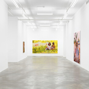 Jordan Casteel, Covering the holes in our walls with sunflowers, exhibition view. Courtesy of Casey Kaplan Gallery