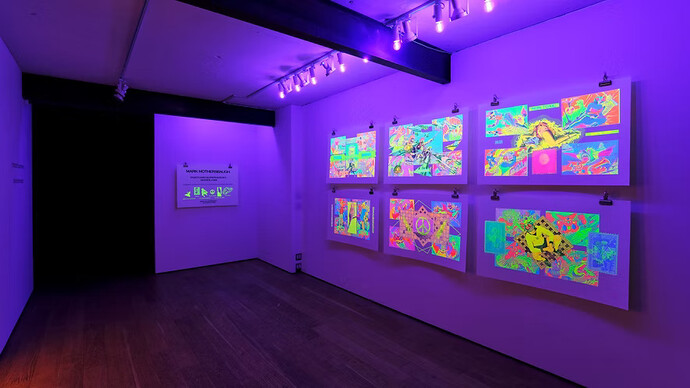 Mark Mothersbaugh, Postcard superheroes and other contemplations , exhibition view. Courtesy of Ki Smith Gallery