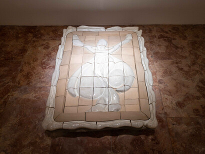 Katarína Bajkayová, Prunus perisca, exhibition view. Courtesy of the Bratislava City Gallery