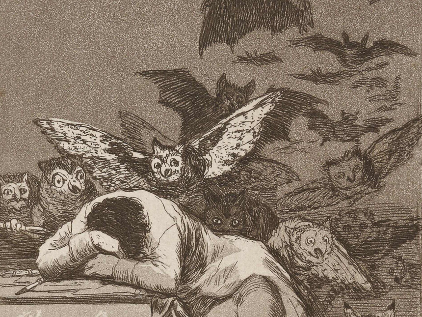Francisco Goya, Caprices 43, Sommeil de la raison engendre des monstres, 1799, Eauforte © BnF
