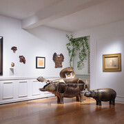 Magritte and Les Lalanne, In the mind’s garden, exhibition view. Courtesy of Di Donna Gallery