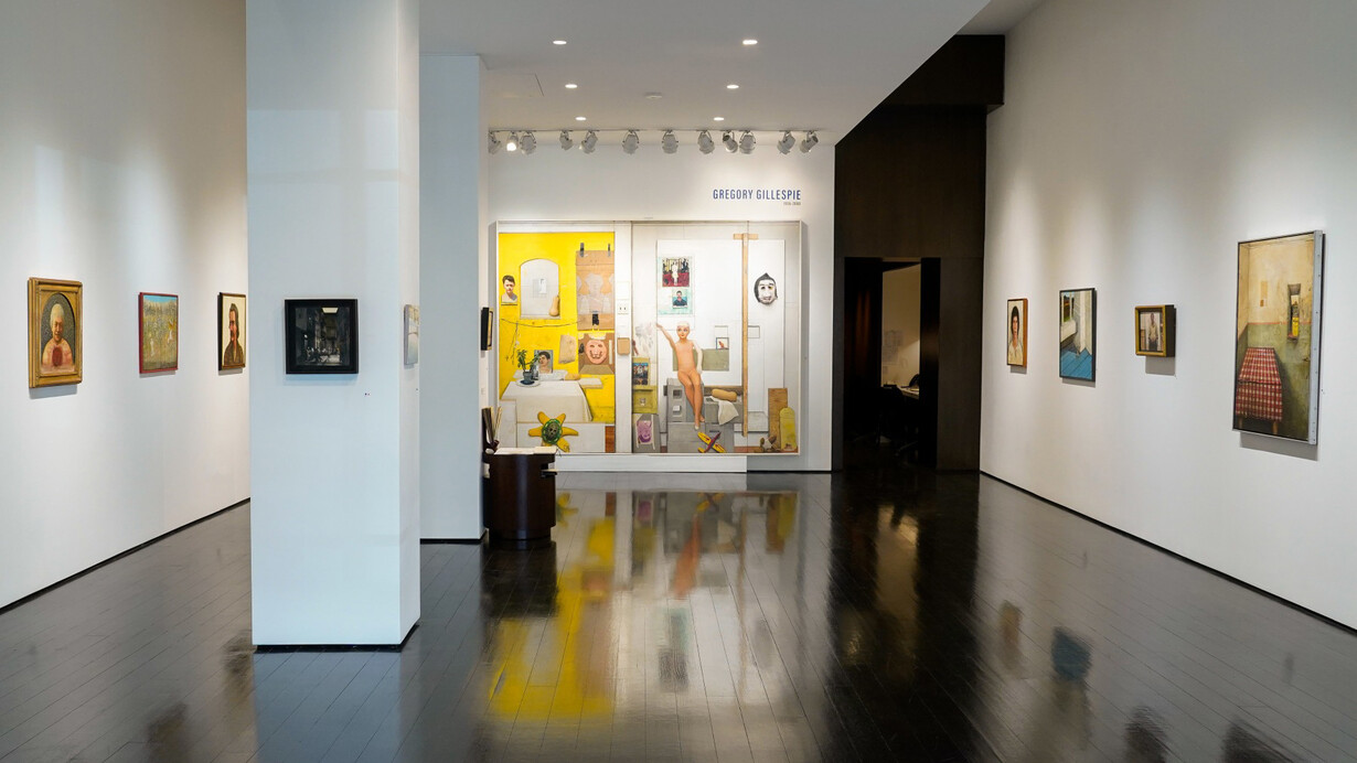 Gregory Gillespie, exhibition view. Courtesy of Forum Gallery