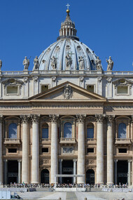 Majestic main facade of Saint Peter's Basilica in Rome, Italy