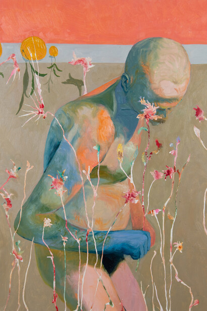 Giuseppe Gallace, Eredità, 2025, tecnica mista su tela, 68 x 48 cm