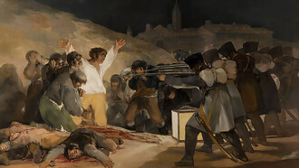 In The Third of May 1808, together with its companion work The Second of May 1808, Goya sought to commemorate Spanish resistance to Napoleon’s armies during the 1808 occupation. Both paintings were produced in 1814, while the print series was still in progress