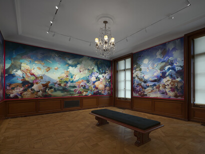 Flora Yukhnovich's four seasons, exhibition view. Courtesy of the Frick Collection