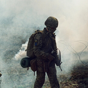 Julia Kochetova, A young recruit of the 92nd brigade during the training course at the shooting range, 2025. Courtesy of Foam 