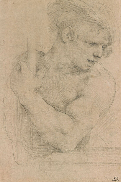 Giuseppe Cesari, known as the Cavaliere d’Arpino, Study of a young man (detail), ca. 1594–95. Courtesy of Morgan Museum