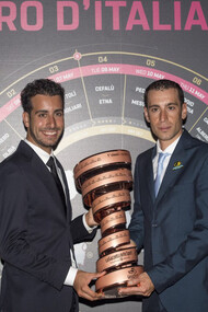 Fabio Aru e Vincenzo Nibali alla presentazione del 100° Giro d'Italia