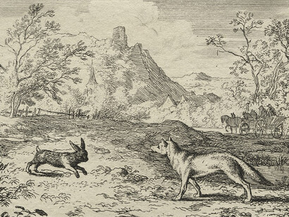 "Reynard the Fox: Reynard and the Rabbit," by artist Allart van Everdingen