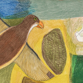 Janet Kigusiuq, Composition (woman and bird) (detail). Courtesy of Feheley Fine Arts