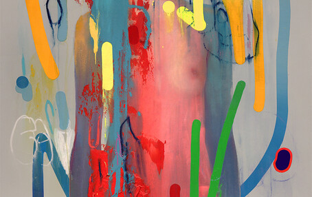 Erik Jones, Royal-Crayons, 24x36 inch, 61x91cm. Watercolor, colored pencil, water-soluble wax pastel, acrylic on Rives bfk paper mounted to panel