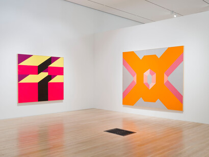 Miriam Schapiro, 1967–1972, exhibition view. Courtesy of the Institute of Contemporary Art