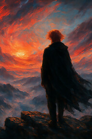 A solitary figure gazes into the unknow, a visual echo of longing, interior transformation, and the quiet resistance to a world obsessed with certainty